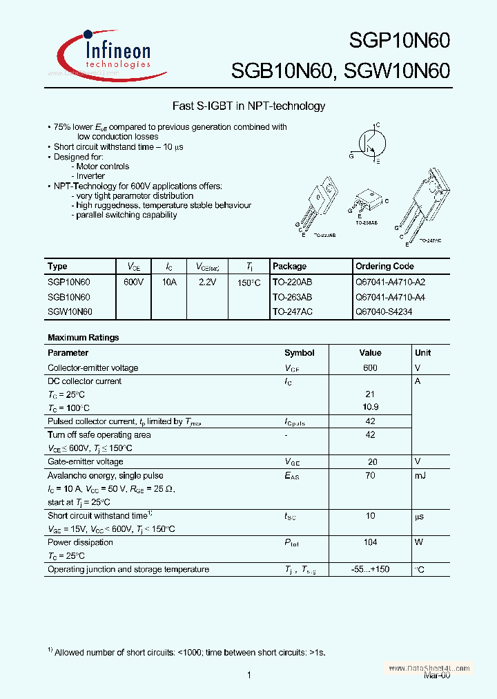 SGW10N60_162606.PDF Datasheet