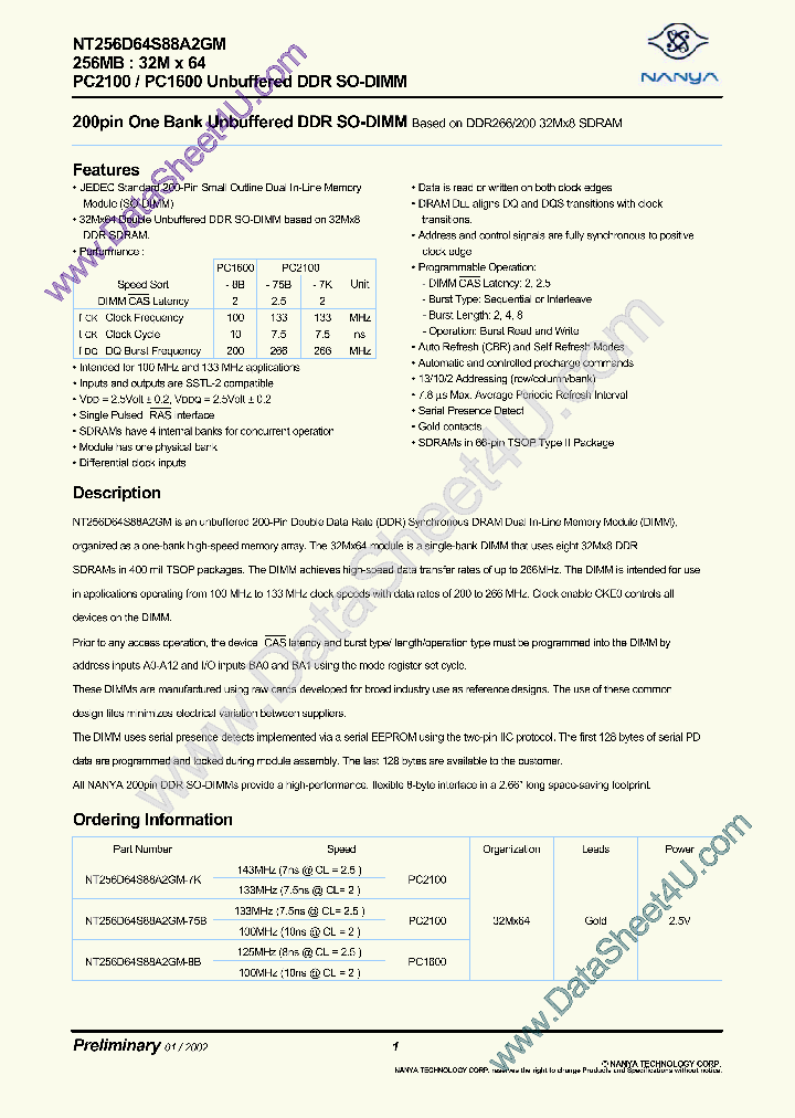 NT256D64S88A2GM_164225.PDF Datasheet