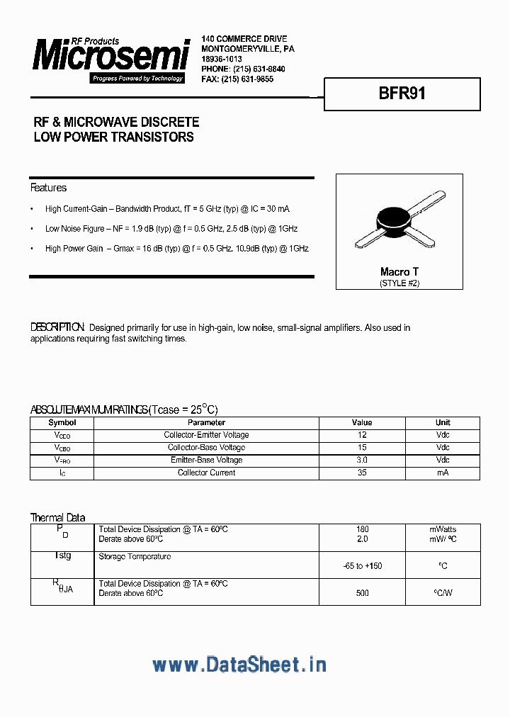 BRF91_164264.PDF Datasheet