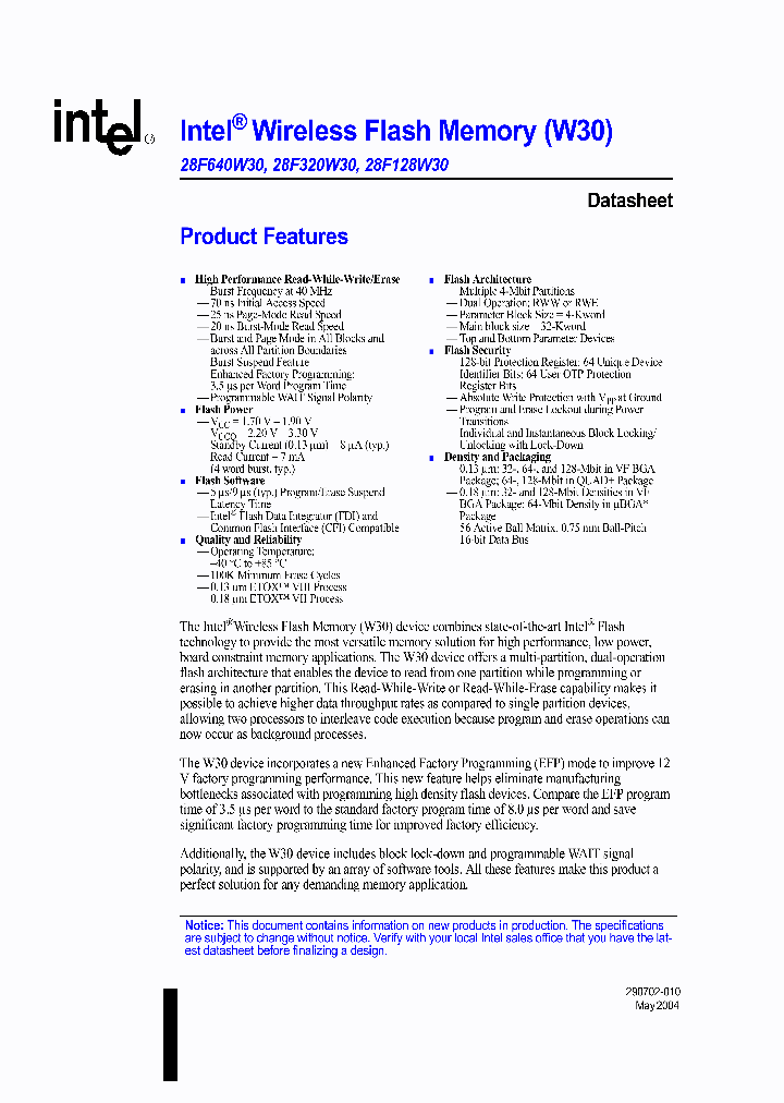 GE28F128W30BD70_164744.PDF Datasheet