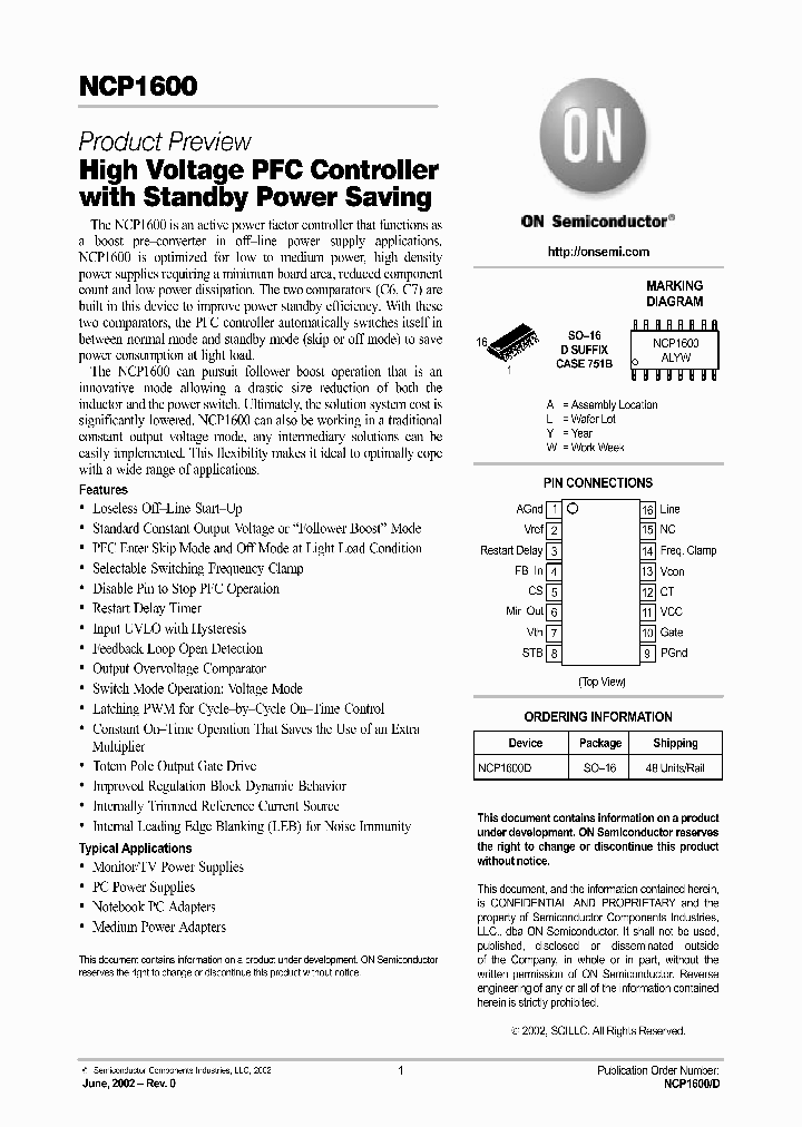 NCP1600-D_185995.PDF Datasheet