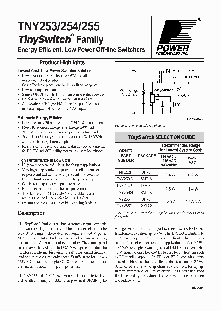 TNY254P_166009.PDF Datasheet