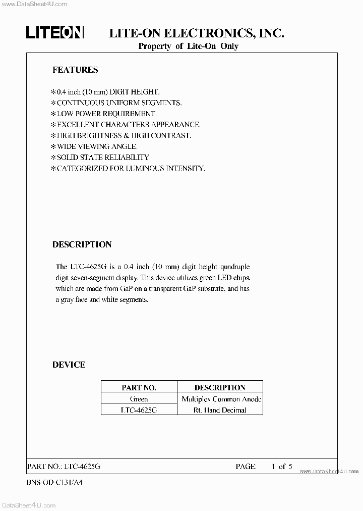 LTC-4625G_169300.PDF Datasheet