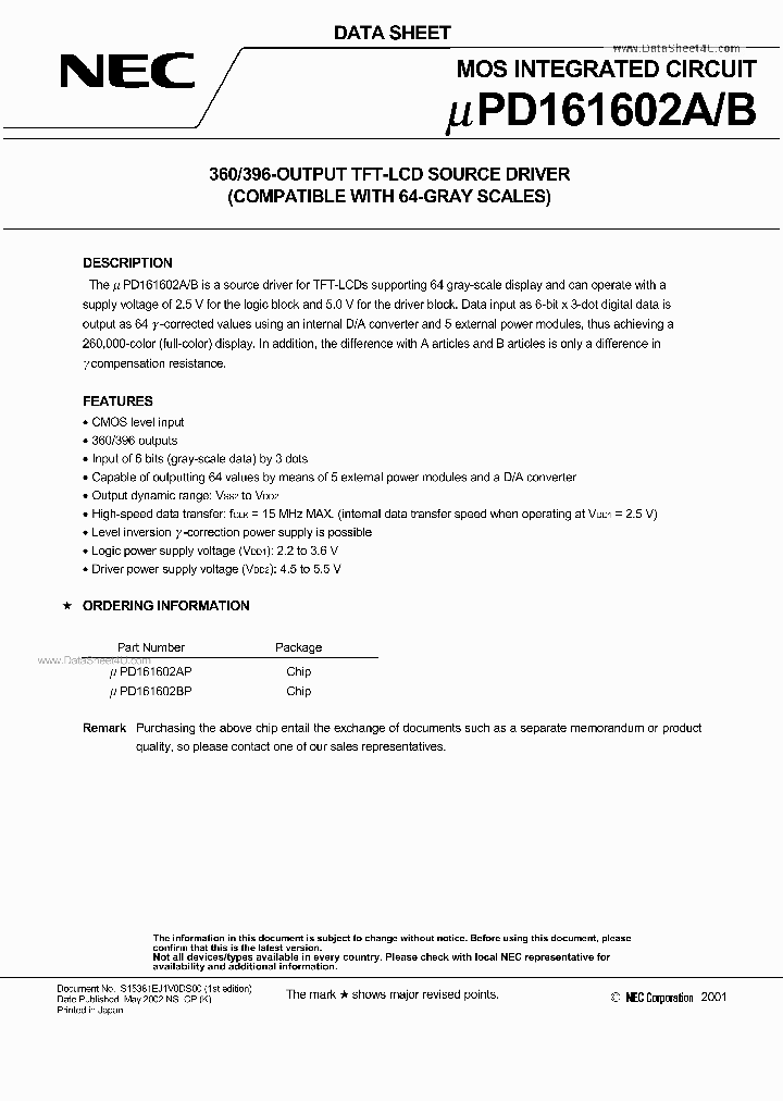 UPD161602A_173676.PDF Datasheet