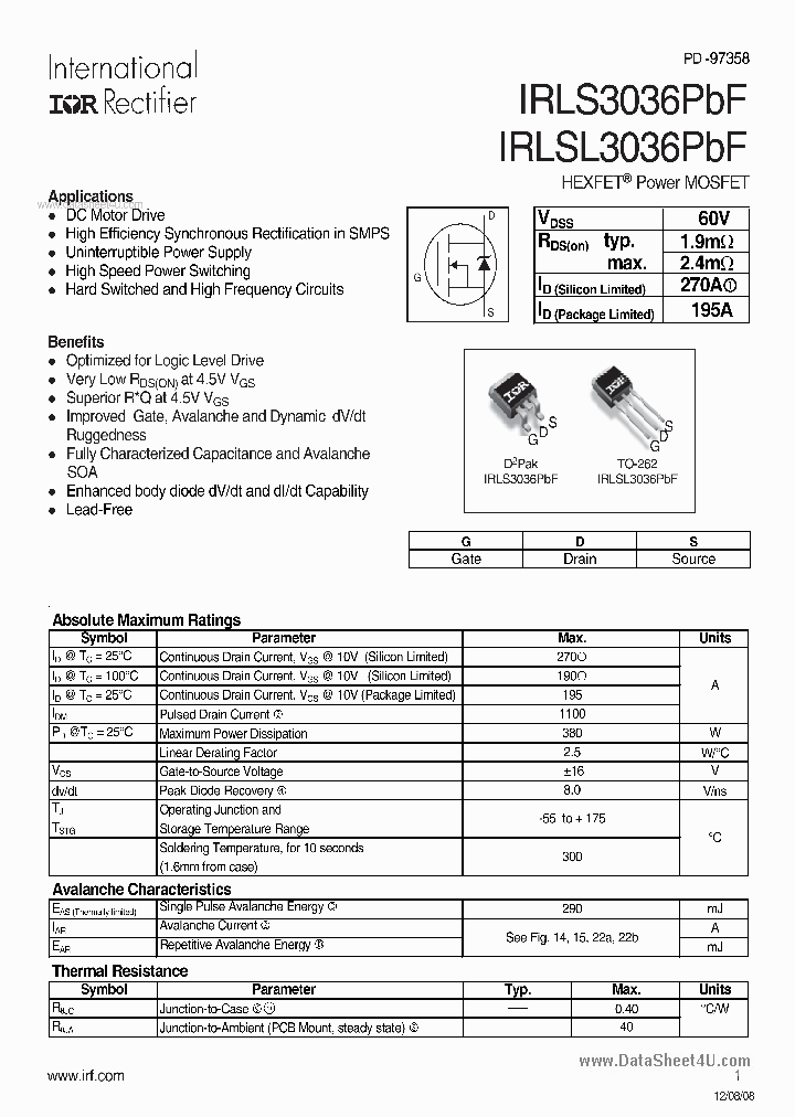 IRLS3036PBF_177127.PDF Datasheet