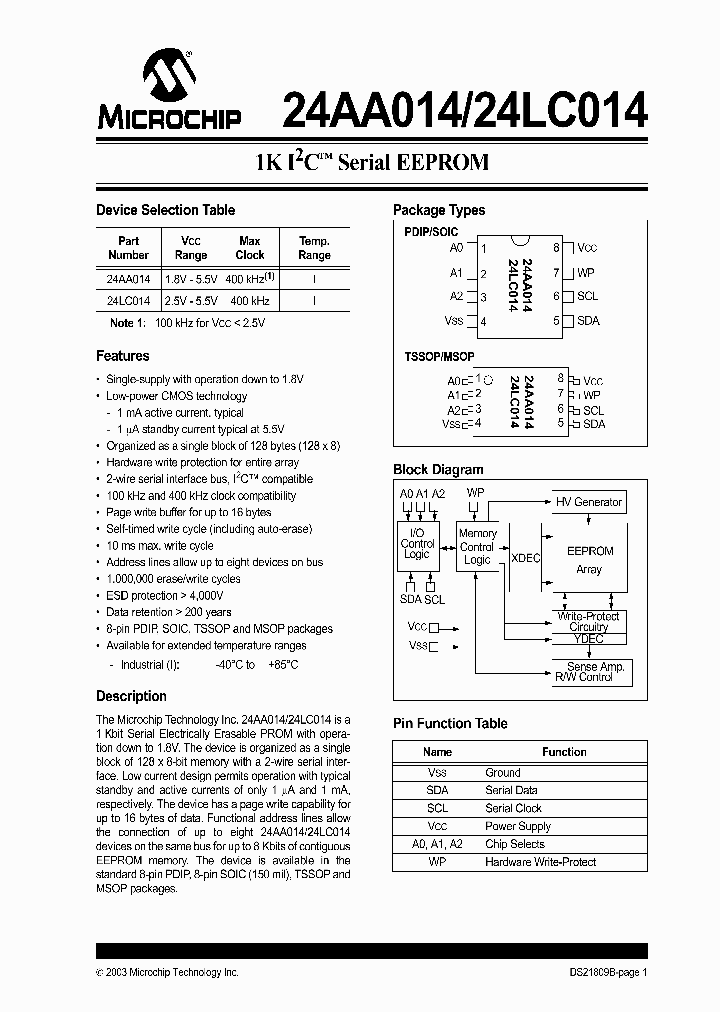 24LC014-ISN_203519.PDF Datasheet