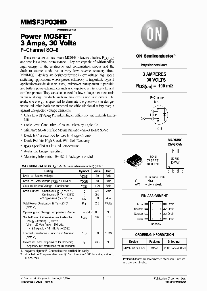 MMSF3P03HD-D_203988.PDF Datasheet