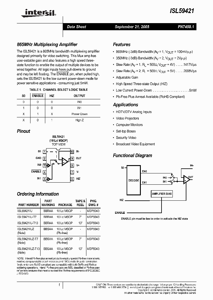 ISL59421IU-T13_208902.PDF Datasheet