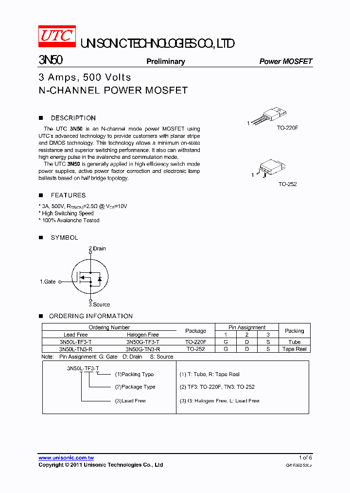 3N50L-TN3-R_264798.PDF Datasheet