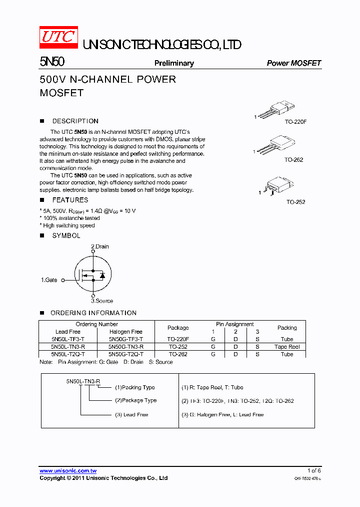 5N50L-TN3-R_264801.PDF Datasheet