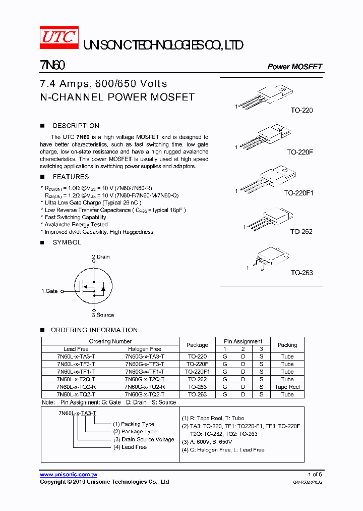 7N60L-X-TA3-T_265336.PDF Datasheet