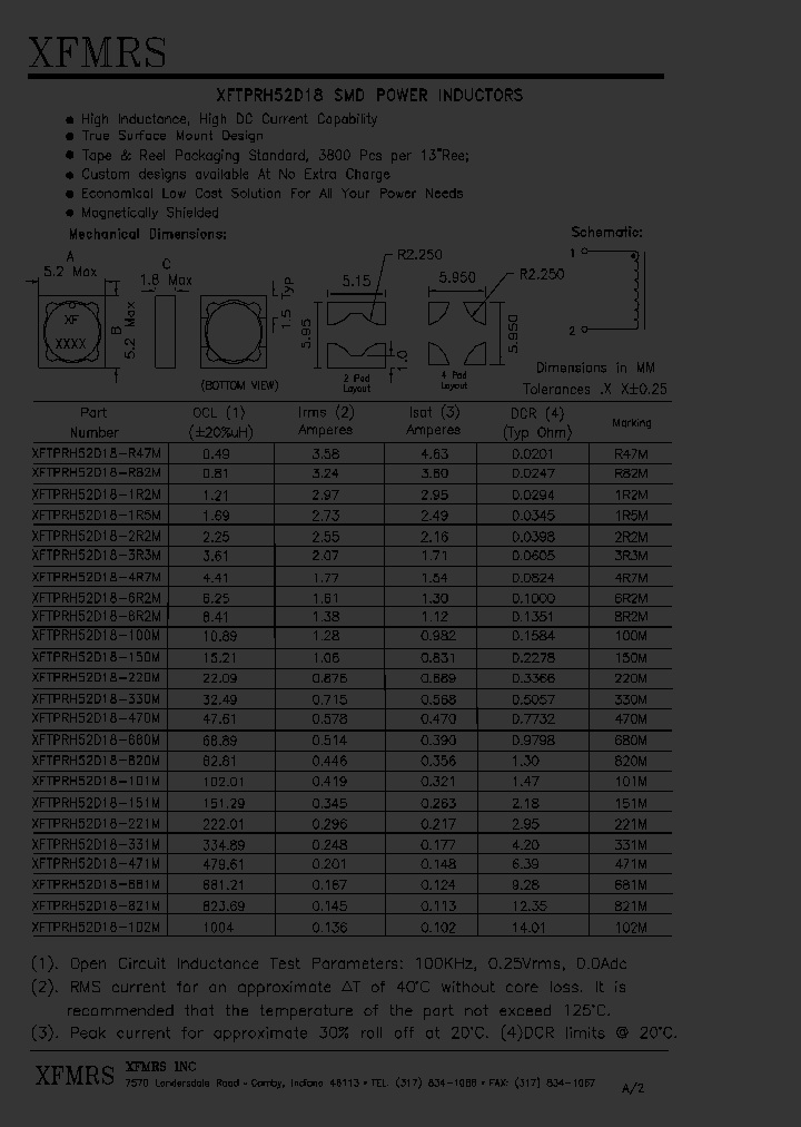 XFTPRH52D18-4R7M_293166.PDF Datasheet