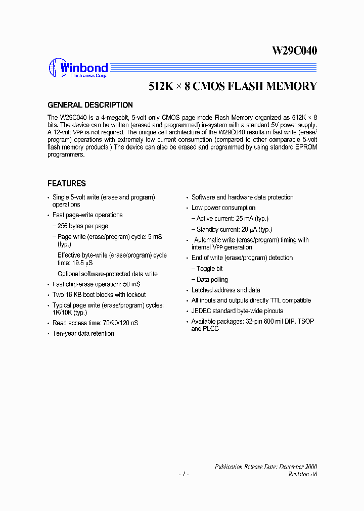 W29C040T-12N_319870.PDF Datasheet