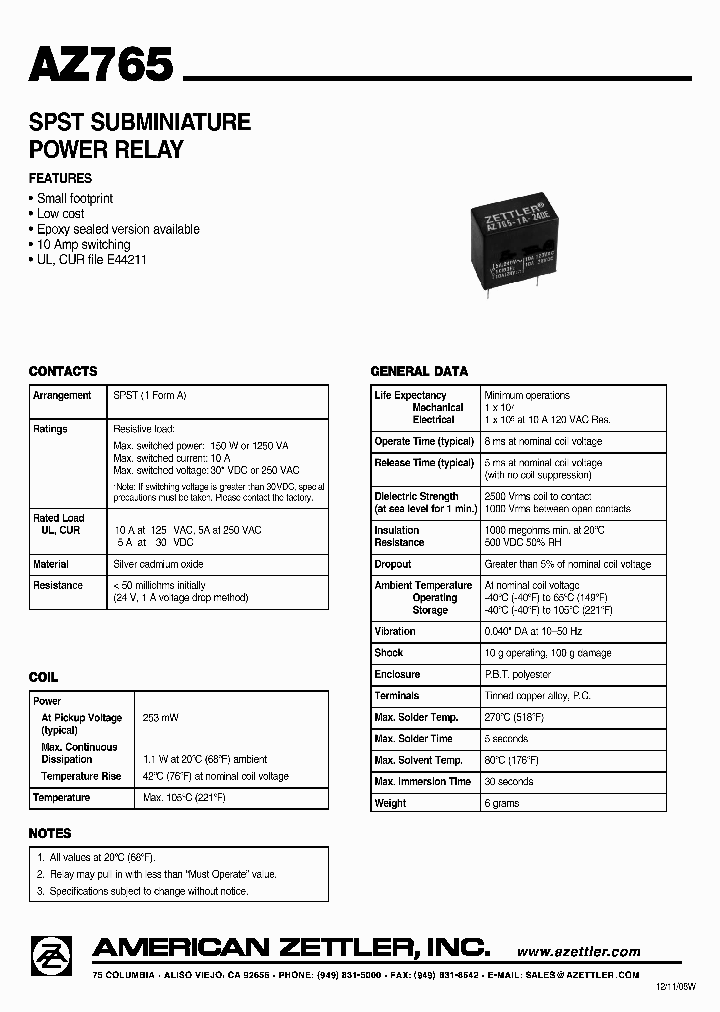AZ765-1A-9D_349566.PDF Datasheet