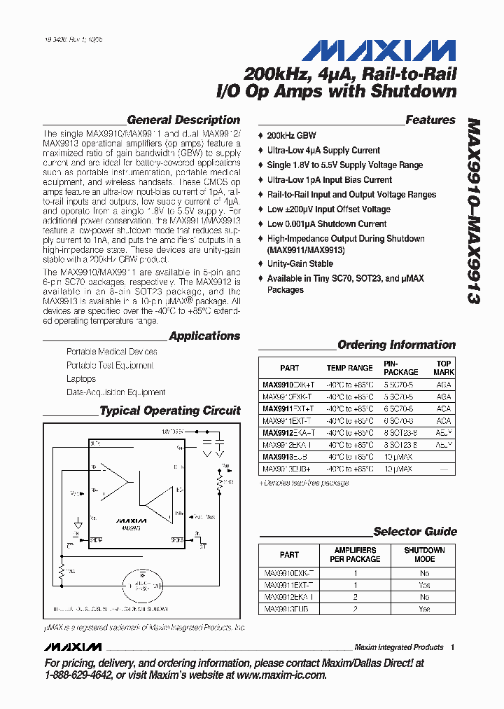 MAX9910EXKT_295309.PDF Datasheet