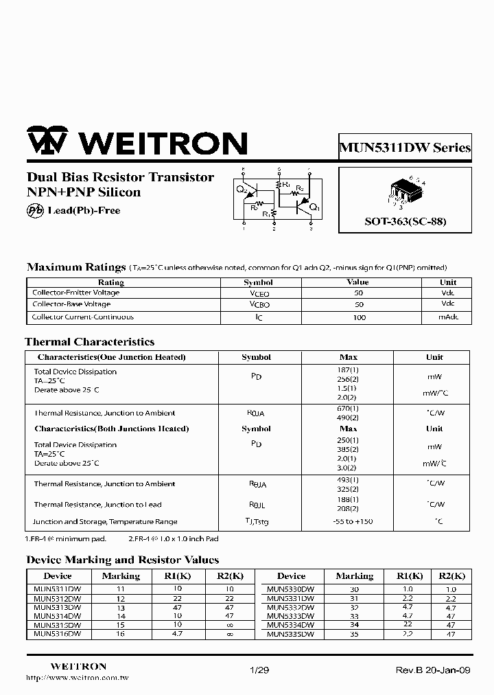 MUN5311DW_321539.PDF Datasheet