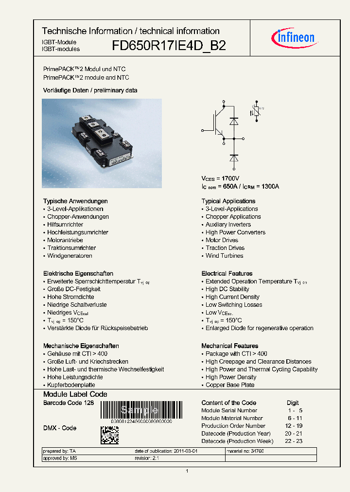 FD650R17IE4DB2_327500.PDF Datasheet