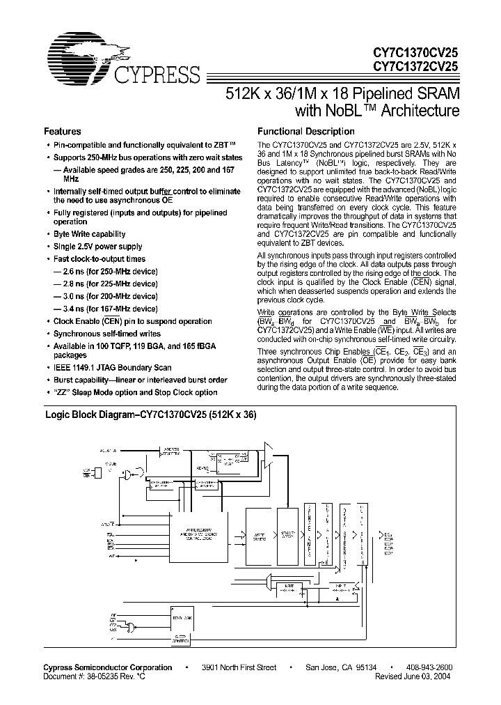 CY7C1372CV25-167AI_424823.PDF Datasheet