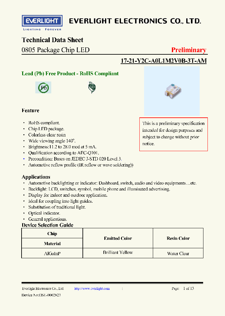 17-21-Y2C-A0L1M2V0B-3T-AM_425540.PDF Datasheet