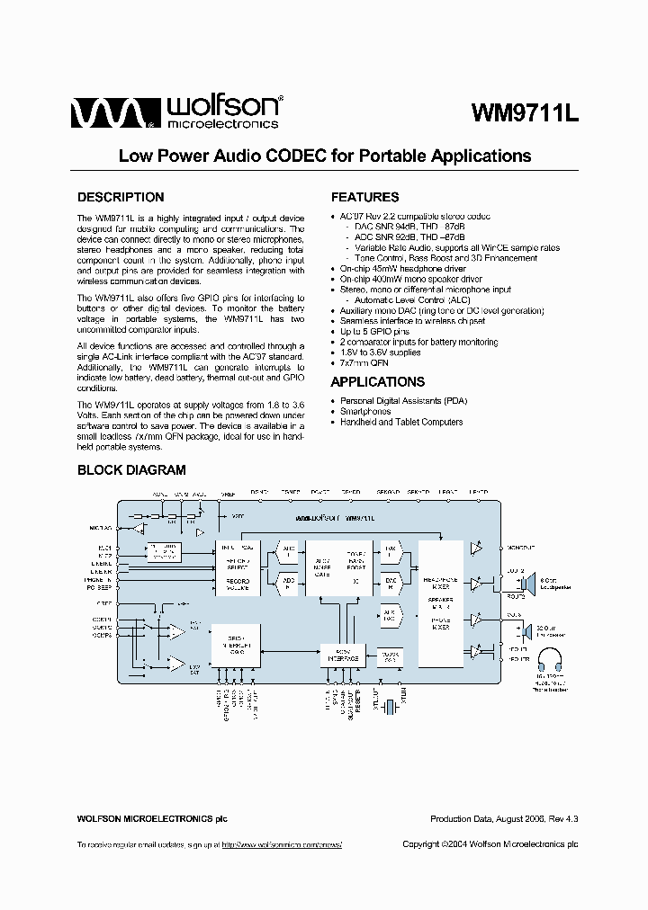WM9711LGEFLV_453470.PDF Datasheet
