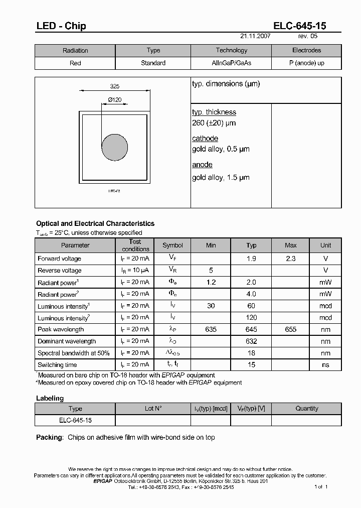 ELC-645-15_410305.PDF Datasheet