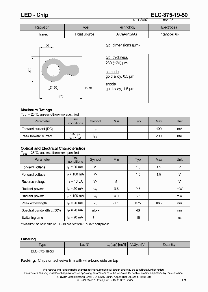 ELC-875-19-50_410372.PDF Datasheet