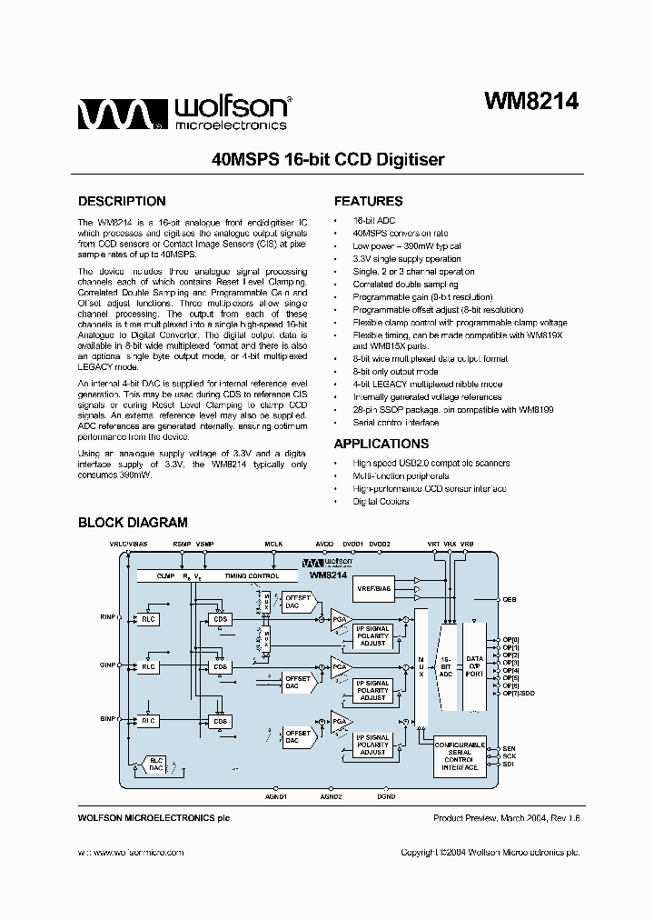 WM8214SCDSR_508063.PDF Datasheet