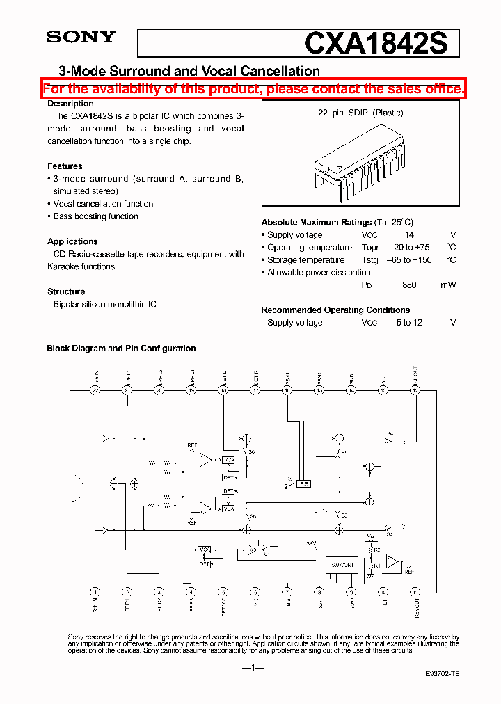 CXA1842S_244284.PDF Datasheet