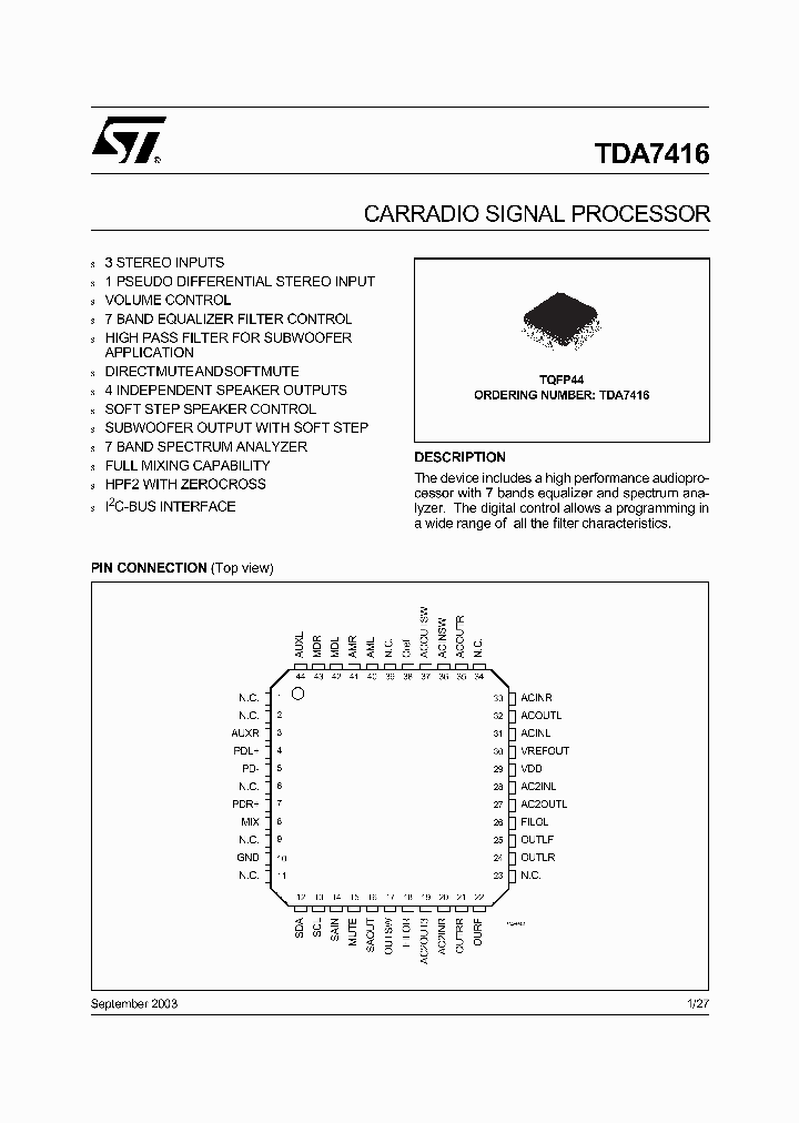 TDA7416_521342.PDF Datasheet