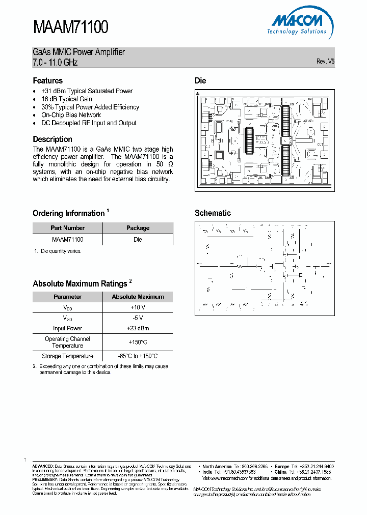 MAAM71100V6_432996.PDF Datasheet