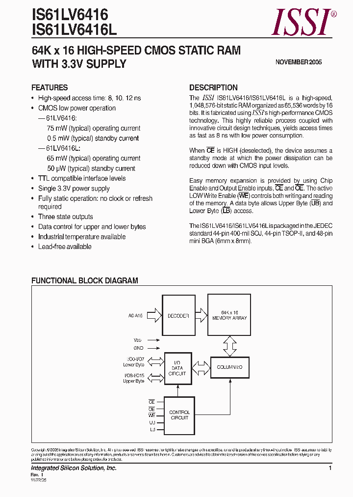 IS61LV6416-8KL_333971.PDF Datasheet