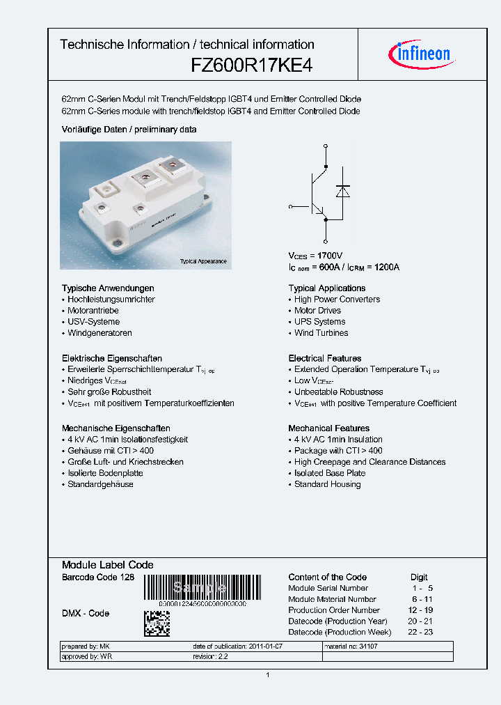 FZ600R17KE4_436515.PDF Datasheet