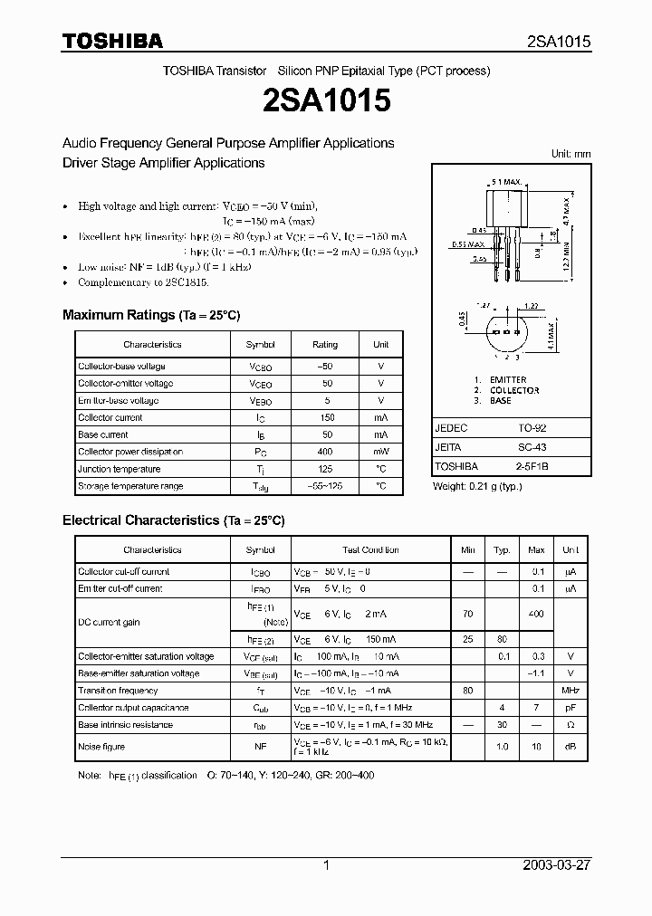 2SA1015_249170.PDF Datasheet