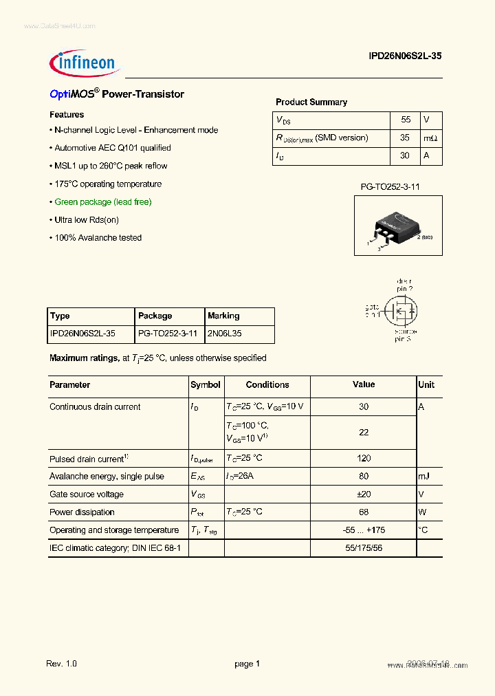 IPD26N06S2L-35_215402.PDF Datasheet