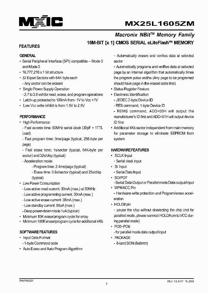 MX25L1605ZM_443371.PDF Datasheet
