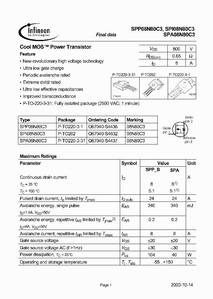 SPI08N80C3_251949.PDF Datasheet