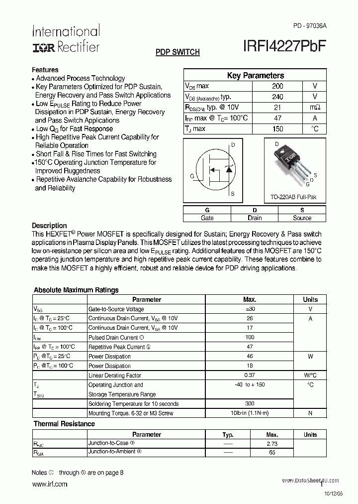 IRFI4227PBF_223986.PDF Datasheet