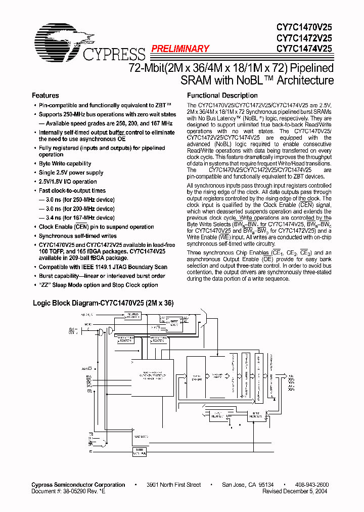 CY7C1470V25_253325.PDF Datasheet