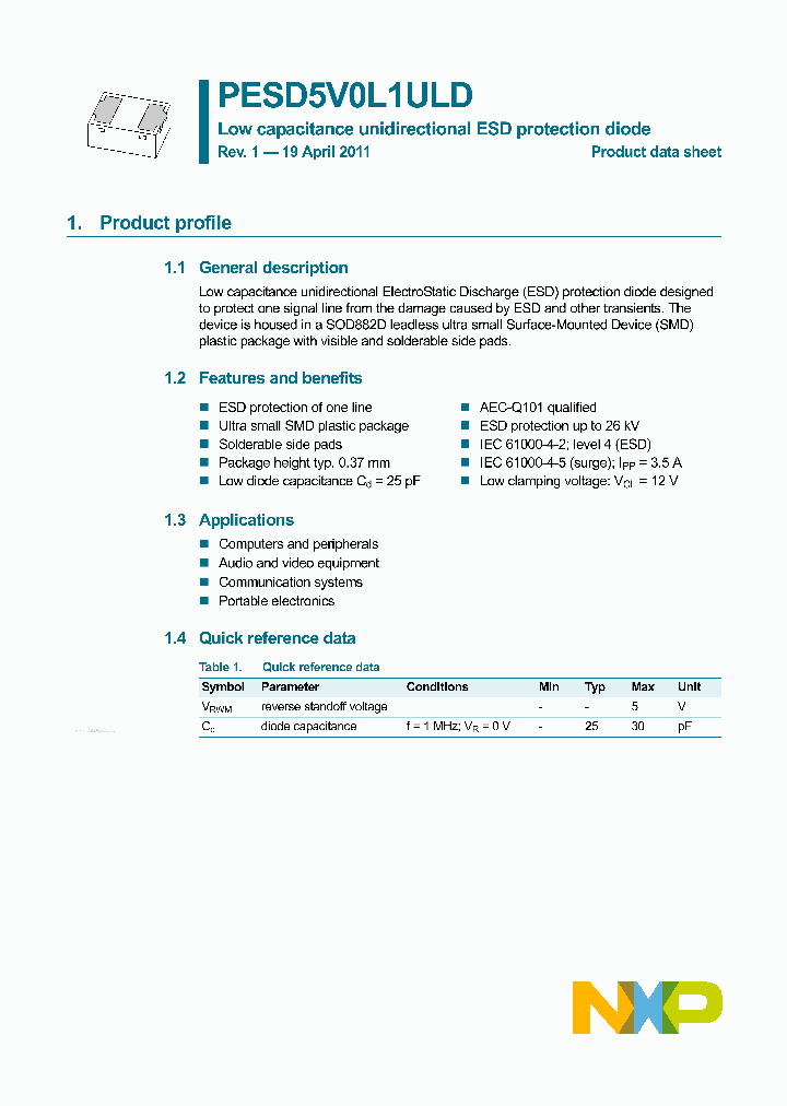 PESD5V0L1ULD_233661.PDF Datasheet