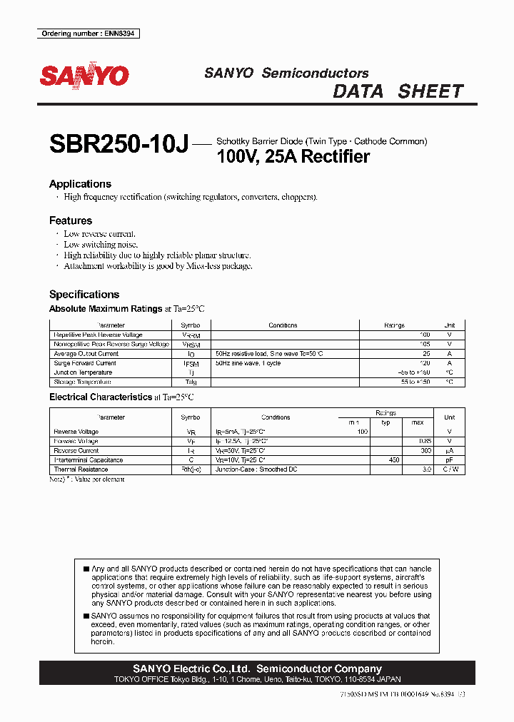 SBR250-10J_467037.PDF Datasheet