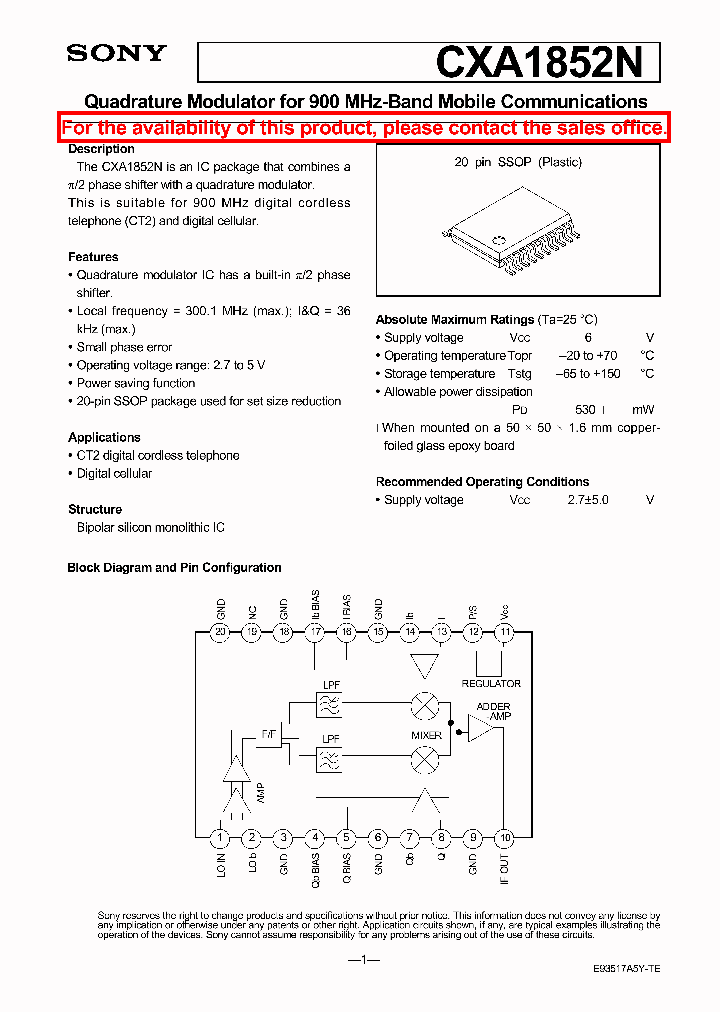 CXA1852N_257312.PDF Datasheet
