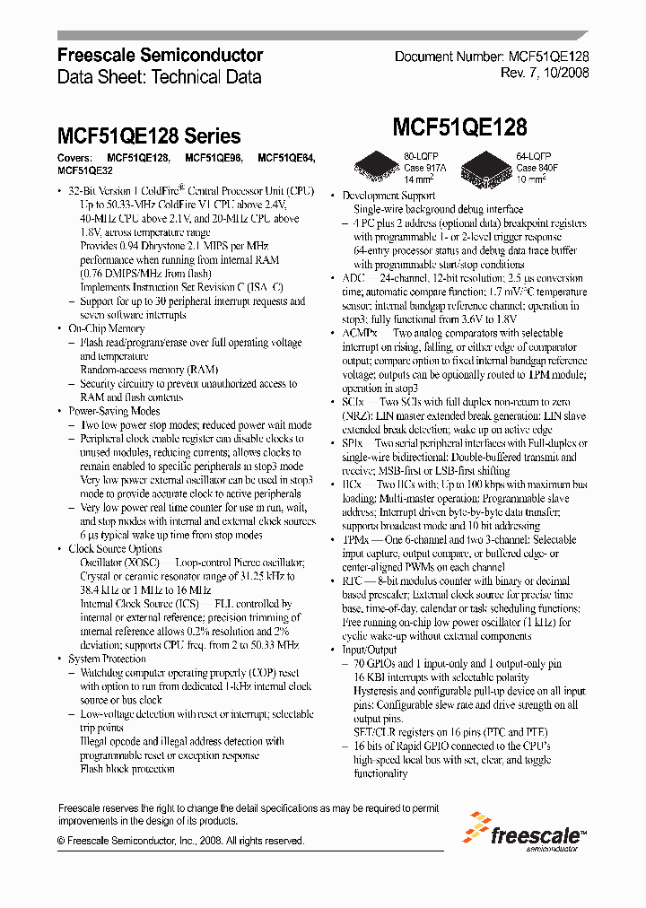 MCF51QE96CLH_540282.PDF Datasheet