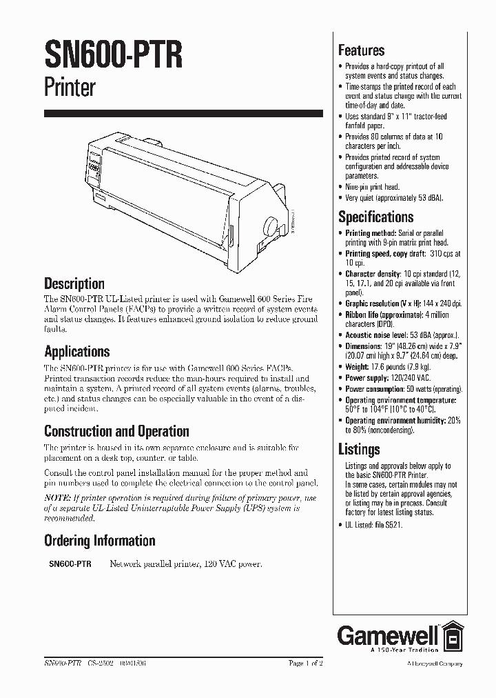SN600-PTR_588026.PDF Datasheet