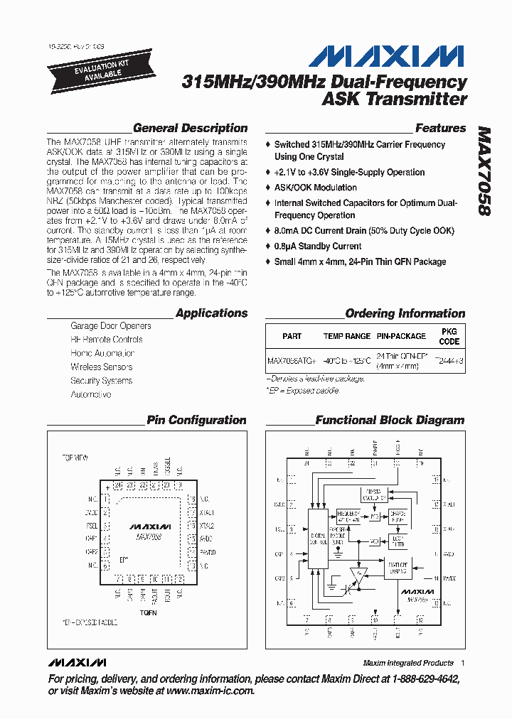 MAX7058ATG_599892.PDF Datasheet
