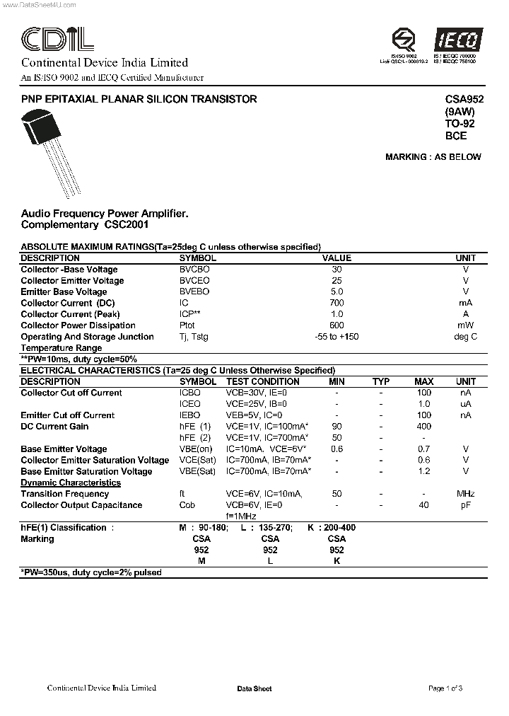 CSA952_249330.PDF Datasheet
