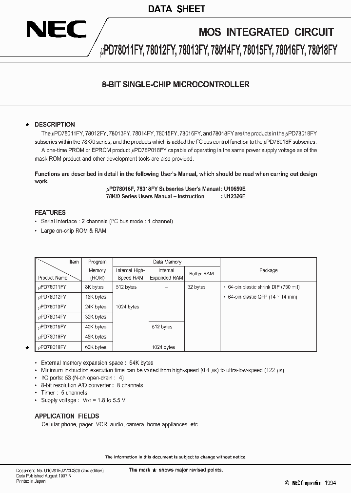 UPD78012FYCW-XXX_349793.PDF Datasheet