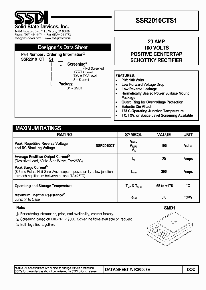 SSR2010CTS1_625774.PDF Datasheet