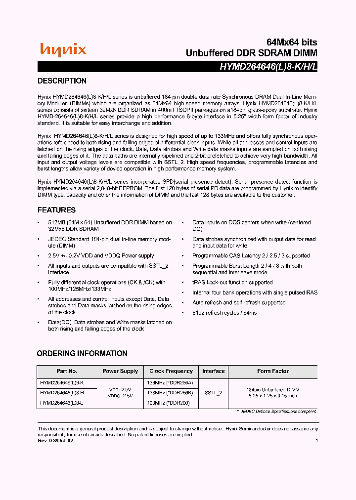 HYMD264646L8_353432.PDF Datasheet