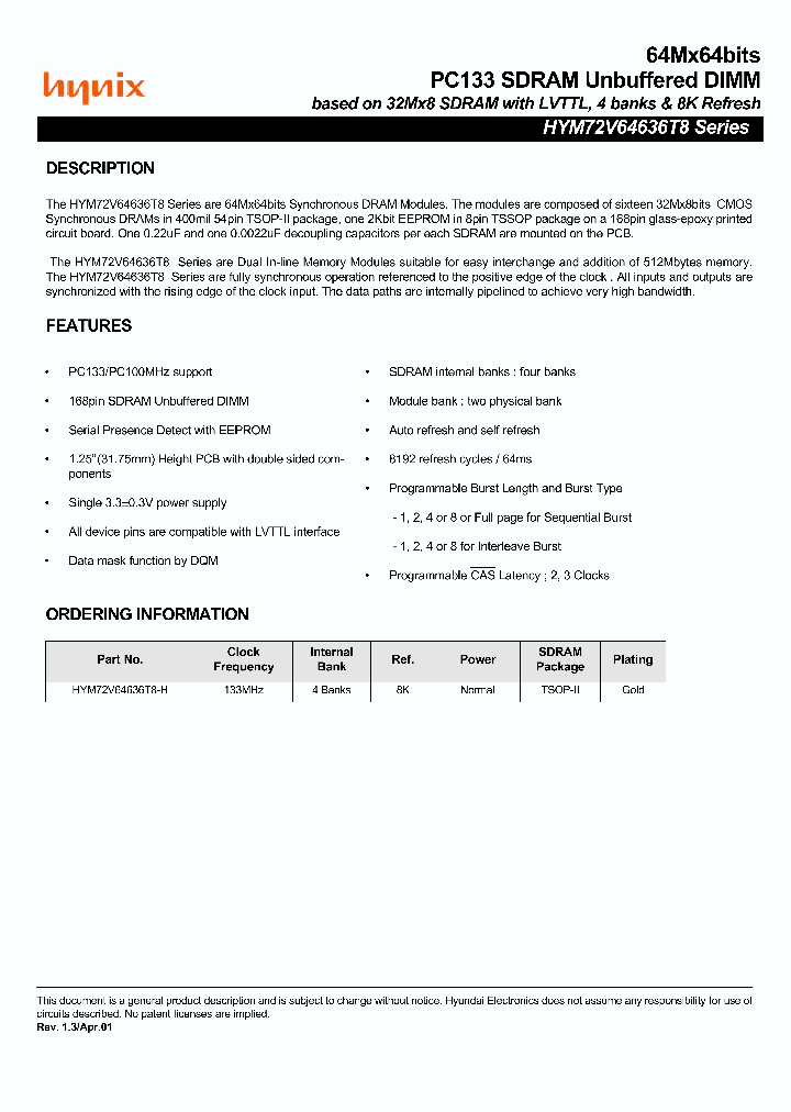 HYM72V64636T8_353445.PDF Datasheet
