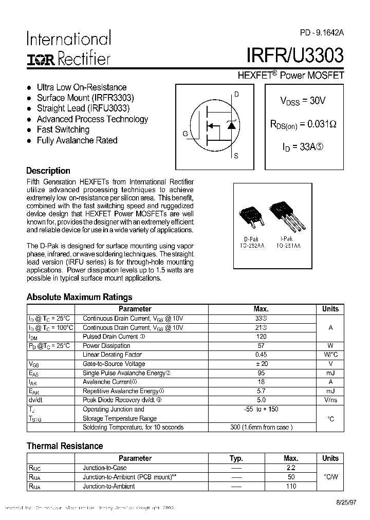IRFR3303TRL_354672.PDF Datasheet